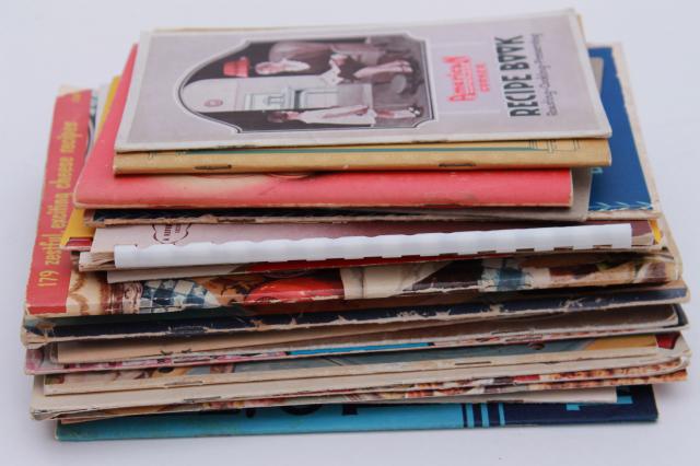 photo of vintage 30s 40s 50s 60s cookbooks, advertising cook book recipe booklets lot #7