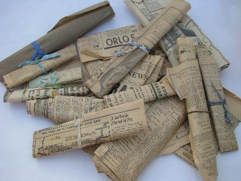 photo of vintage 30s, 40s, 50s handmade sewing patterns, cut from old newspapers #1