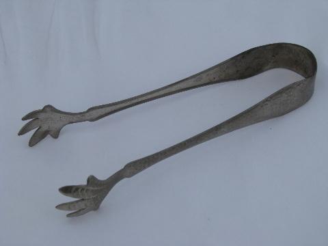 photo of vintage 30s, 40s, 50s ice / sugar tongs lot, all claw-foot shape #2