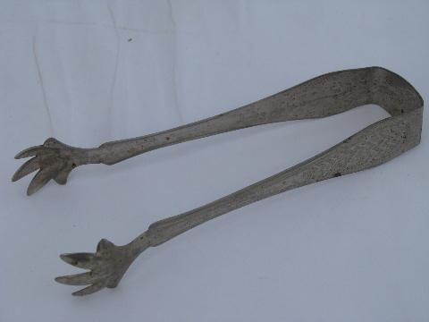 photo of vintage 30s, 40s, 50s ice / sugar tongs lot, all claw-foot shape #4