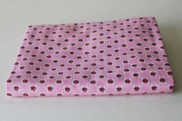 catalog photo of vintage 36 inch wide cotton fabric, tiny rose blocks print on candy pink, quilting weight 