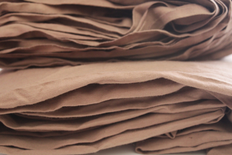 photo of vintage 36 inch wide cotton quilting fabric, 7 yds hand dyed fabric cocoa brown solid color #4