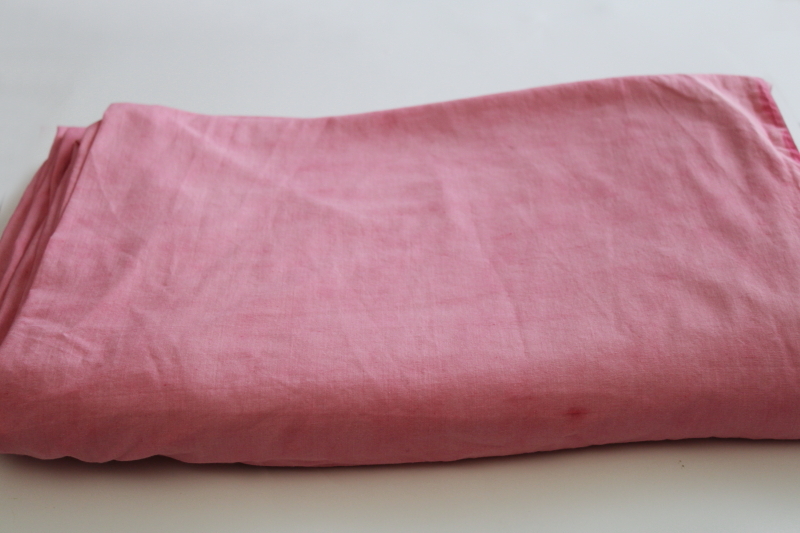 photo of vintage 36 inch wide cotton quilting fabric, 8 plus yds hand dyed fabric rose pink solid color #1