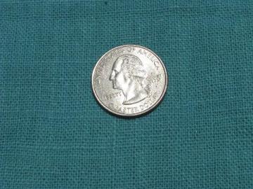 catalog photo of vintage 36'' w aqua linen / cotton fabric, 60s retro dress or decorator material
