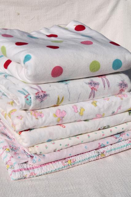 photo of vintage 36 wide cotton fabric w/ baby prints, soft flannel, plisse, pin cord corduroy #1