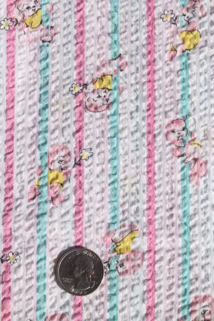 photo of vintage 36 wide cotton fabric w/ baby prints, soft flannel, plisse, pin cord corduroy #2