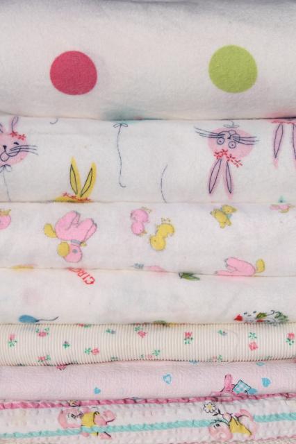photo of vintage 36 wide cotton fabric w/ baby prints, soft flannel, plisse, pin cord corduroy #5
