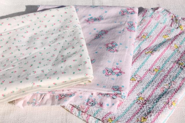 photo of vintage 36 wide cotton fabric w/ baby prints, soft flannel, plisse, pin cord corduroy #12