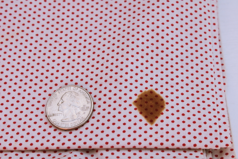 photo of vintage 36 wide cotton fabric red dots on white pindot print retro Shirley Temple style! #3