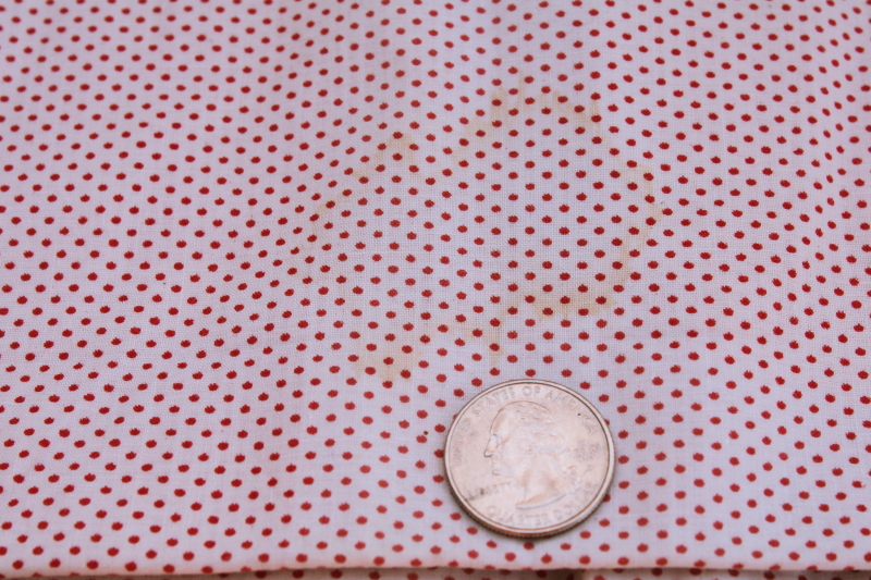 photo of vintage 36 wide cotton fabric red dots on white pindot print retro Shirley Temple style! #4