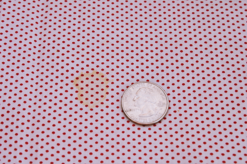 photo of vintage 36 wide cotton fabric red dots on white pindot print retro Shirley Temple style! #5