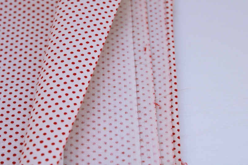 photo of vintage 36 wide cotton fabric red dots on white pindot print retro Shirley Temple style! #6