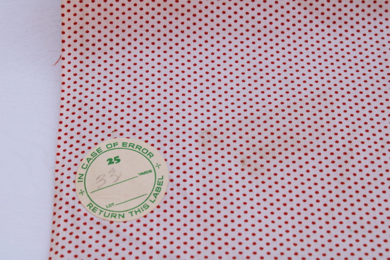 photo of vintage 36 wide cotton fabric red dots on white pindot print retro Shirley Temple style! #8