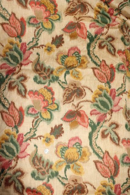 photo of vintage 36 wide cotton fabric, vines & flowers, ikat style print #2