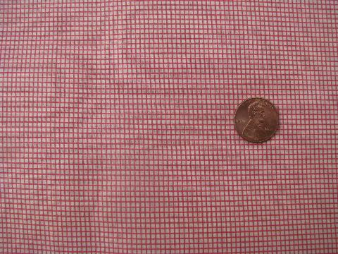 photo of vintage 36'' wide cotton print fabric, red on white, 16 yards #1