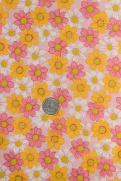 catalog photo of vintage 36 wide fabric, quilting weight cotton print cosmos flowers orange & pink floral