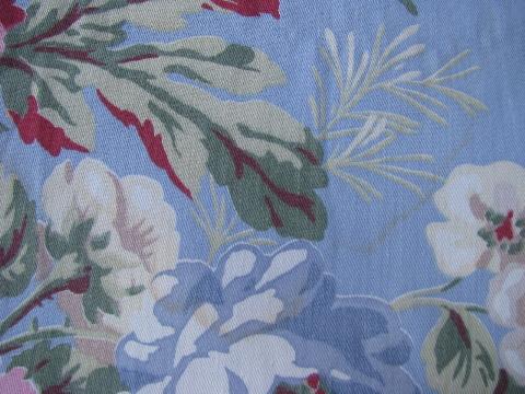 photo of vintage 40s 50s cotton print curtains, drapes w/ Chinese peonies floral #4