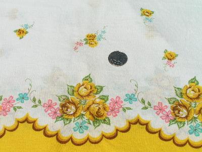 photo of 1940's cotton border print floral in yellow #1