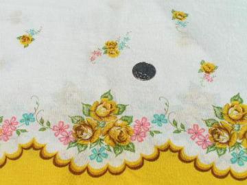 catalog photo of 1940's cotton border print floral in yellow