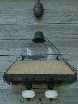 photo of vintage 40s tole farmhouse lamp #1