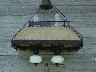 photo of vintage 40s tole farmhouse lamp #2