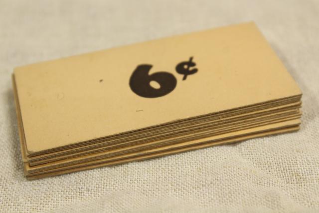 photo of vintage 5 & 10 cent five and dime variety store price tag signs stencil numbers graphics #7