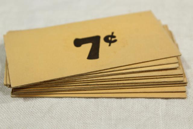 photo of vintage 5 & 10 cent five and dime variety store price tag signs stencil numbers graphics #8