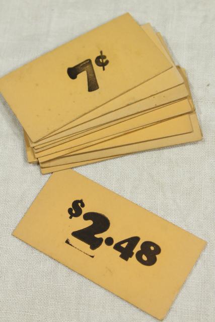 photo of vintage 5 & 10 cent five and dime variety store price tag signs stencil numbers graphics #2