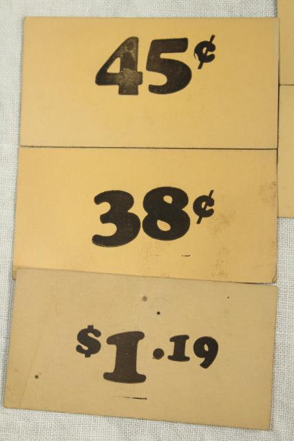 photo of vintage 5 & 10 cent five and dime variety store price tag signs stencil numbers graphics #3