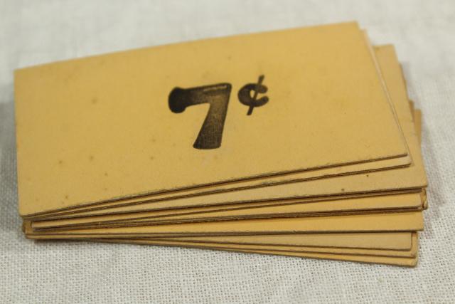 photo of vintage 5 & 10 cent five and dime variety store price tag signs stencil numbers graphics #8