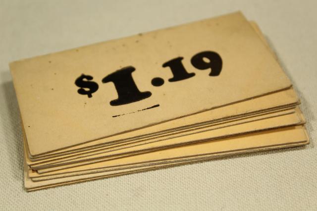 photo of vintage 5 & 10 cent five and dime variety store price tag signs stencil numbers graphics #8