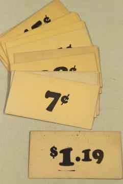 vintage 5 & 10 cent five and dime variety store price tag signs stencil numbers graphics