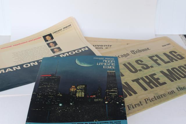 photo of vintage 50 year old Chicago Tribune newspaper & supplement, Moon landing July 21 1969 #1