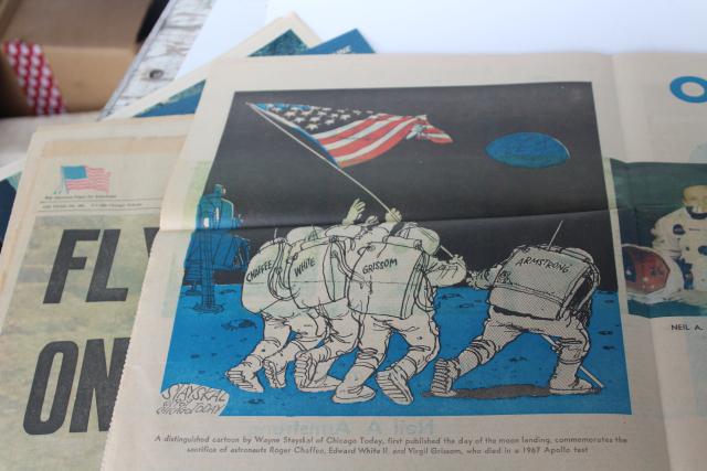 photo of vintage 50 year old Chicago Tribune newspaper & supplement, Moon landing July 21 1969 #6