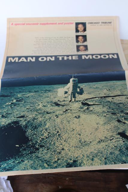 photo of vintage 50 year old Chicago Tribune newspaper & supplement, Moon landing July 21 1969 #11