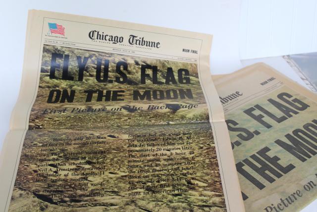 photo of vintage 50 year old Chicago Tribune newspaper & supplement, Moon landing July 21 1969 #12