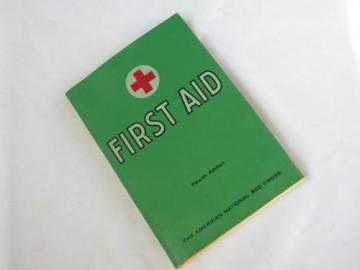 catalog photo of vintage 50s 4th edition American Red Cross First Aid book, illustrated