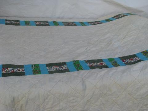 photo of vintage 50s floral patchwork quilt w/ sawtooth border edge, retro shabby chic #5