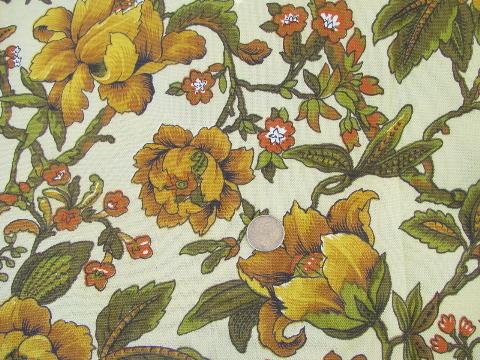 photo of vintage 50s-60s heavy cotton decorator fabric sample cuts lot, pretty florals #3