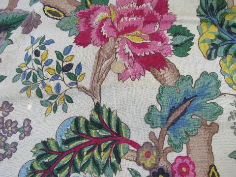 photo of vintage 50s-60s heavy cotton decorator fabric sample cuts lot, pretty florals #4