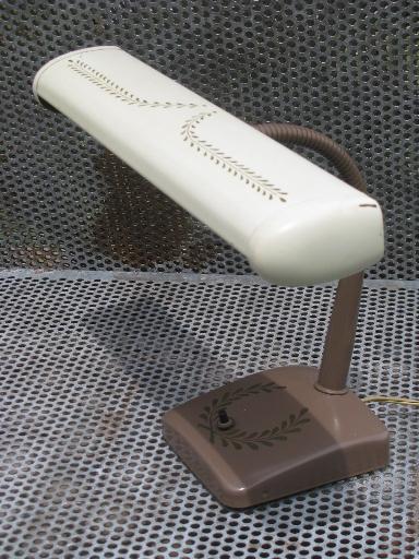 photo of vintage 60s Keystone gooseneck desk light or music lamp w/ metal shade #1