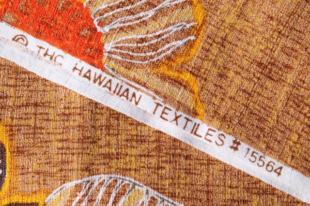 photo of vintage 70s batik look Hawaiian print cotton fabric, warm earth tone colors #5