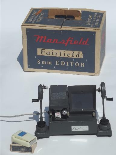 photo of vintage 8mm film editor, Mansfield Fairfield model 650 w/E-Z splicer  #1