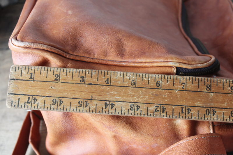 photo of vintage A R Clarke Canada british tan leather crossbody shoulder bag, unisex overnight travel tote  #2