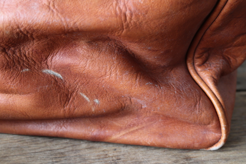 photo of vintage A R Clarke Canada british tan leather crossbody shoulder bag, unisex overnight travel tote  #7