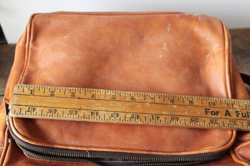 photo of vintage A R Clarke Canada british tan leather crossbody shoulder bag, unisex overnight travel tote  #13