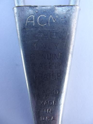 photo of vintage Acme genuine safety grater, potato shredder kitchen utensil tool #3