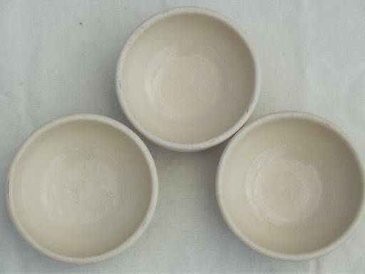 photo of vintage Adobe Ware restaurant china soup bowls, WWII US Army Medical Dept. #3