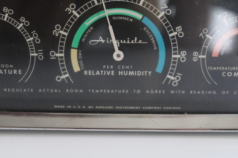 photo of vintage Airguide indoor temperature & humidity meter, thermometer & air moisture measure  #2