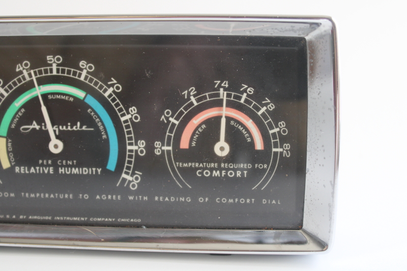 photo of vintage Airguide indoor temperature & humidity meter, thermometer & air moisture measure  #3